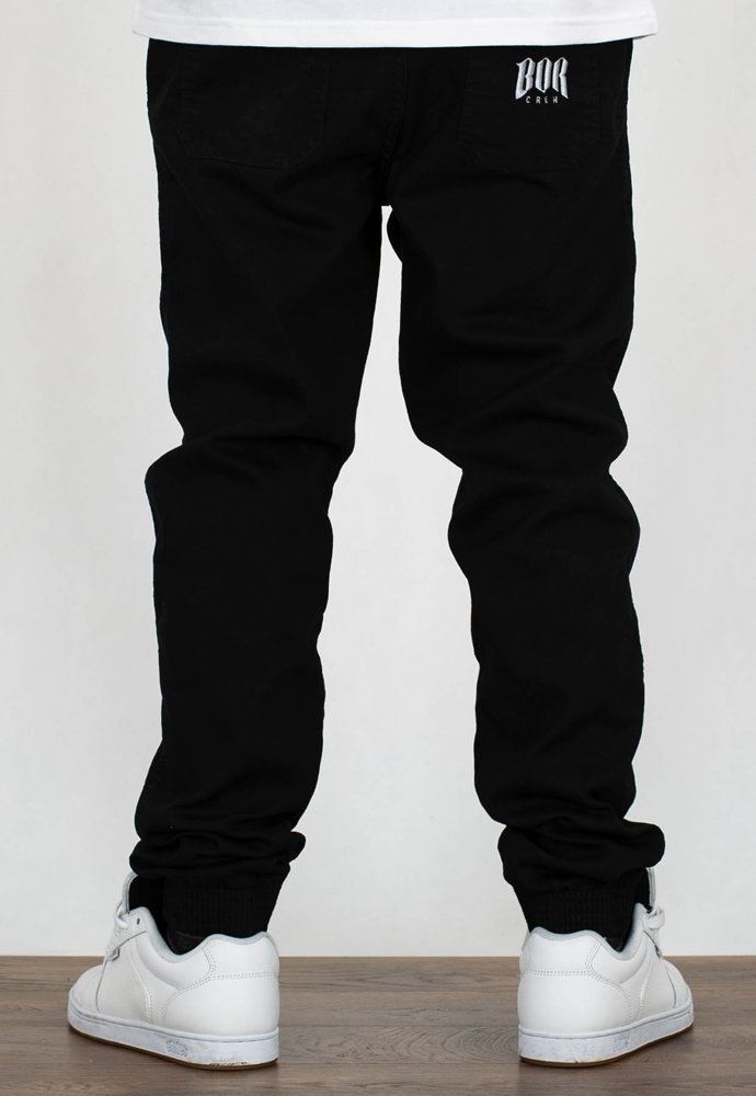 Biuro Ochrony Rapu-Jogger Fit Guma Strecz Spodnie BOR New Outline Czarny Jeans