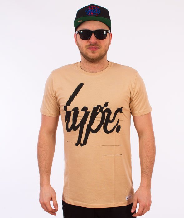 Hype-Giltch Script T-Shirt Piaskowy