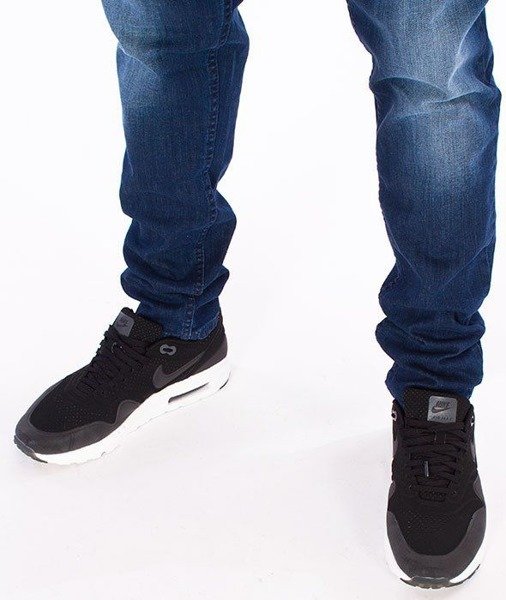 SmokeStory-Jeans Stretch Skinny z Gumą Spodnie Dark Przecierane
