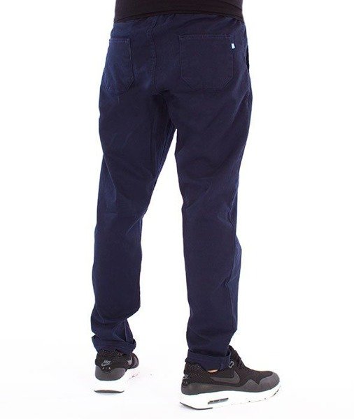 SmokeStory-Jeans Stretch Straight Fit Guma Spodnie Tkanina Granat