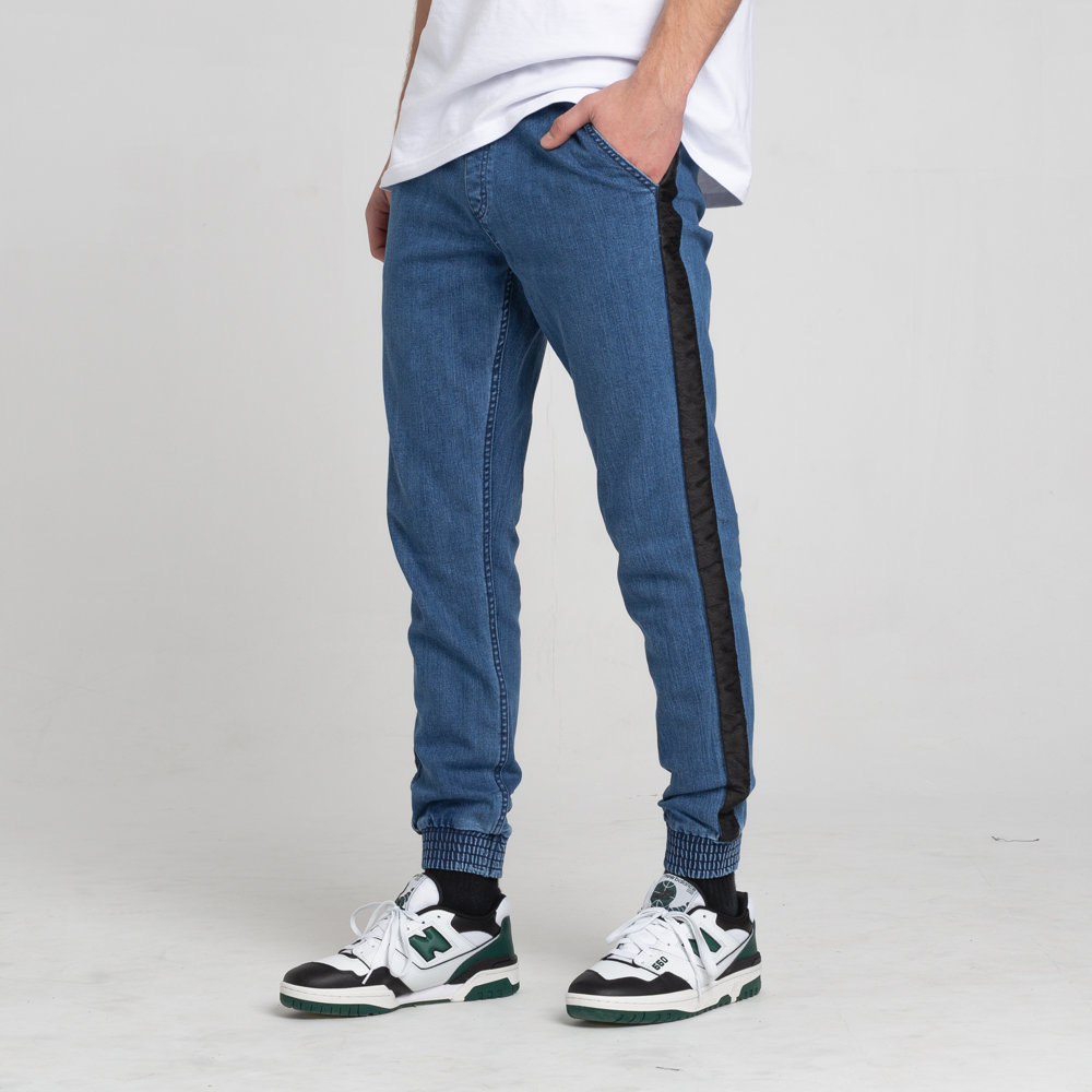 SmokeStory-Jogger Czarny Lampas Slim Jeans Spodnie Light Blue