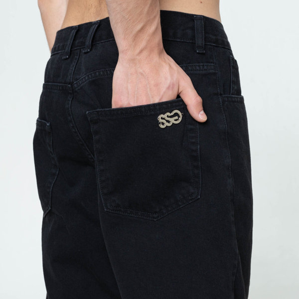 Smoke Story METALIC 3D LOGO Krótkie Spodnie Black Jeans